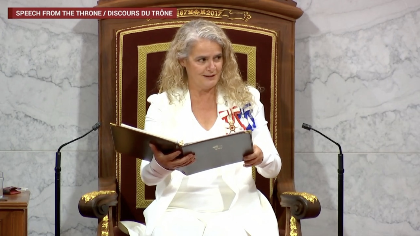 Julie Payette 29th Governor General of Canada Throne Speech live Senate