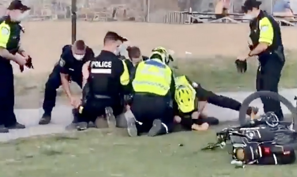 Montreal canada u.s. police brutality video right-wing media Jeanne-Mance April 10