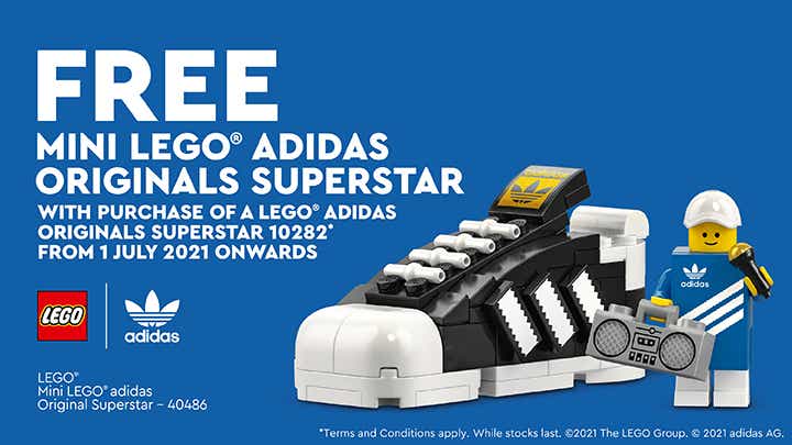mini LEGO Adidas Originals Superstar collaboration free