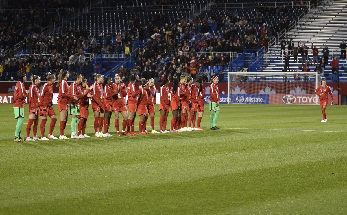 Photos of Canada's women's soccer team in Montreal on their celebration tour