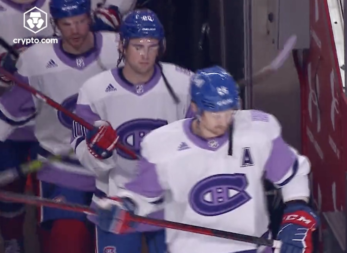 Montreal Canadiens lavender jerseys Hockey Fights Cancer