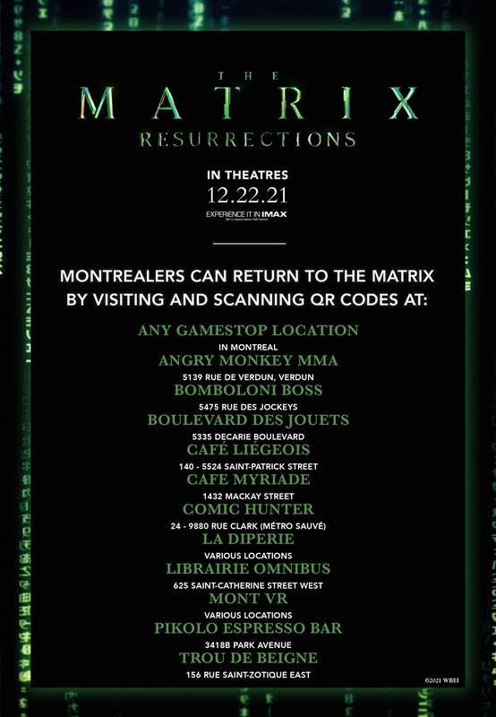 Return to the matrix Montreal resurrection Warner bros Canada
