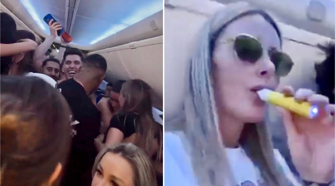 Maskless Quebec influencers post videos partying on a Sunwing flight