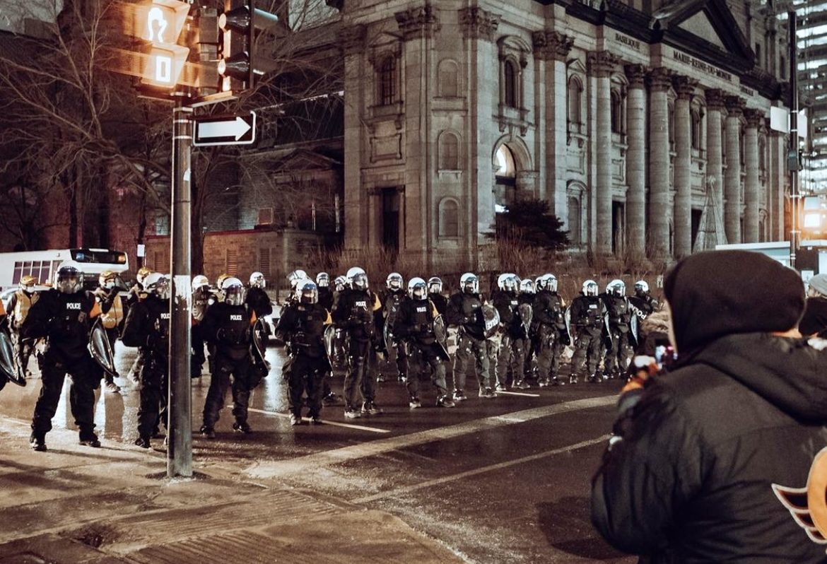 anti-curfew protest Montreal