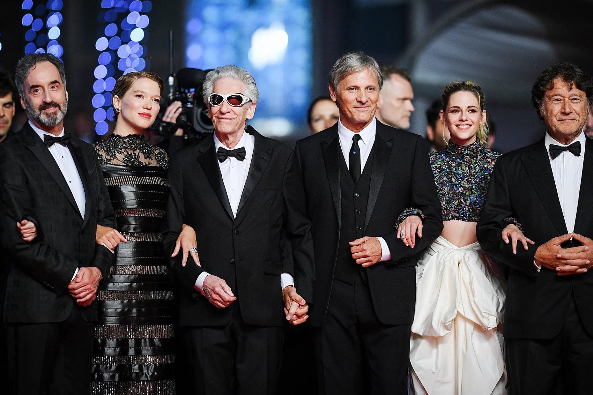 David Cronenberg at Cannes with the cast of Crimes of the Future