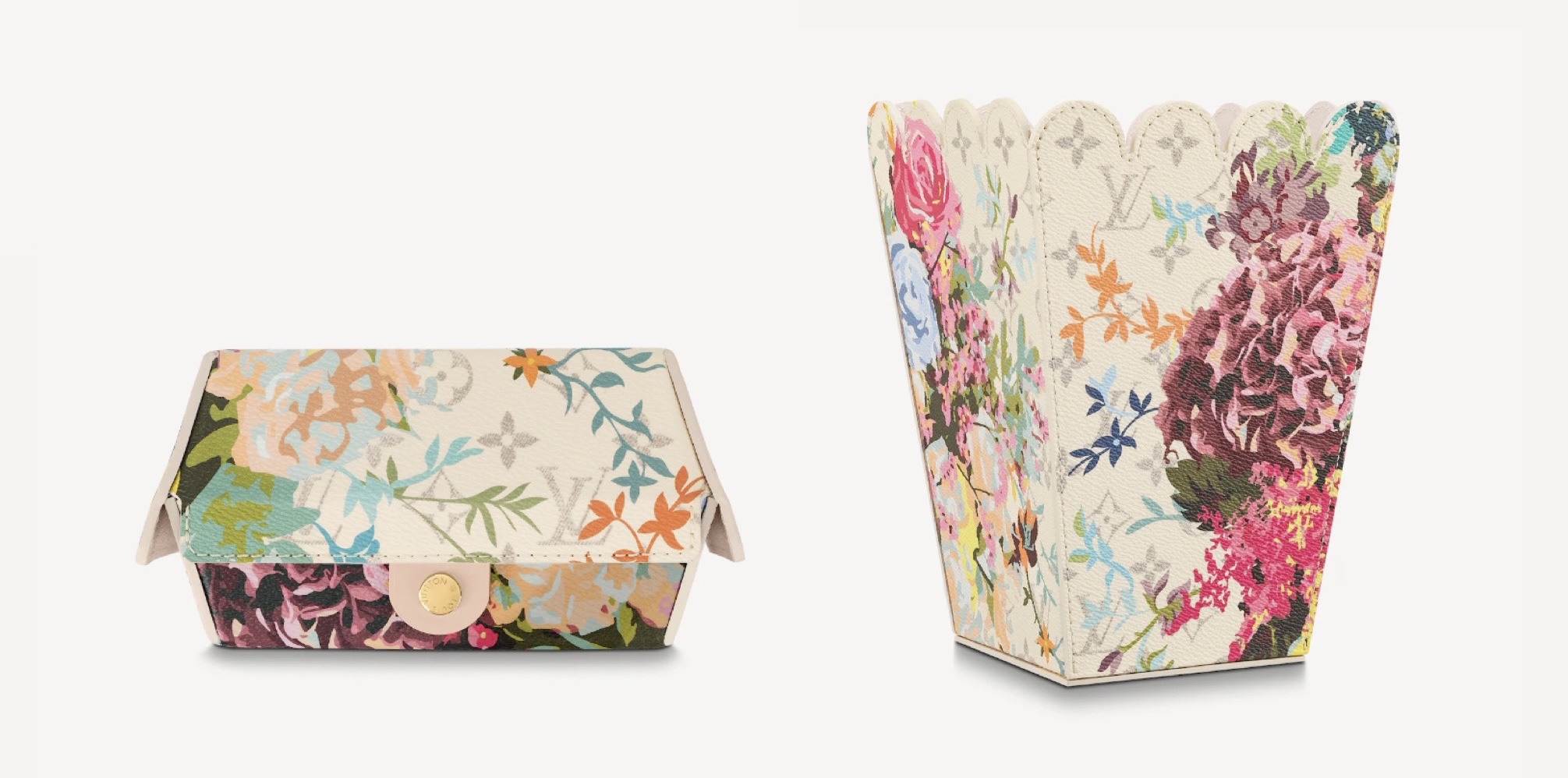 Louis Vuitton Fall-Winter 2022 final collection Virgil Abloh “This Is Not Monogram” theme LV Flower burger box popcorn basket paint can bag