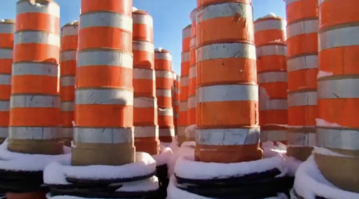 orange traffic cones Montreal Valérie Plante