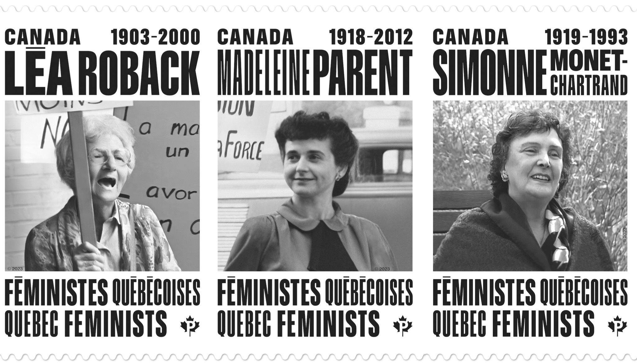 Montreal Quebec feminist stamps Léa Roback Madeleine Parent Simonne Monet-Chartrand