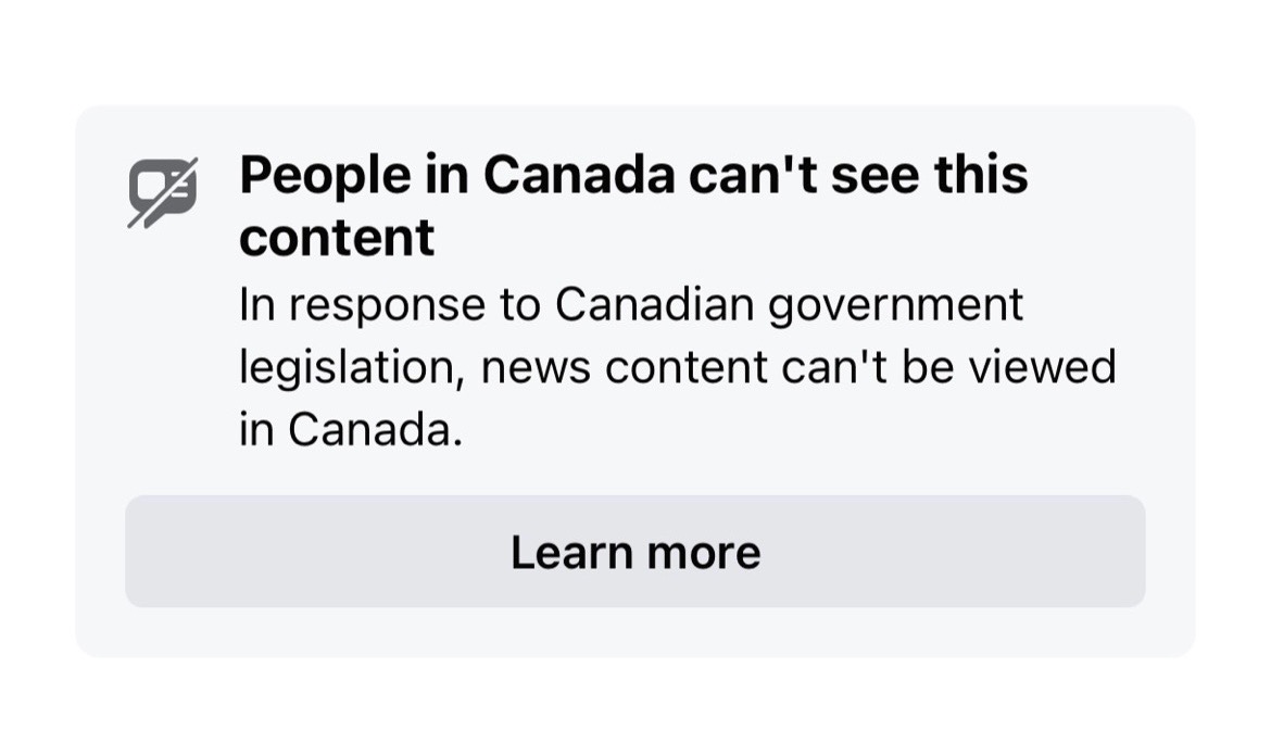 Google Meta Canadian news content?