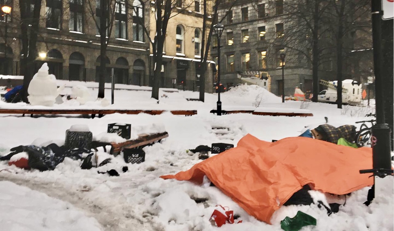 Tent village outside Old Montreal hotel signals urgent need for shelter, housing in winter