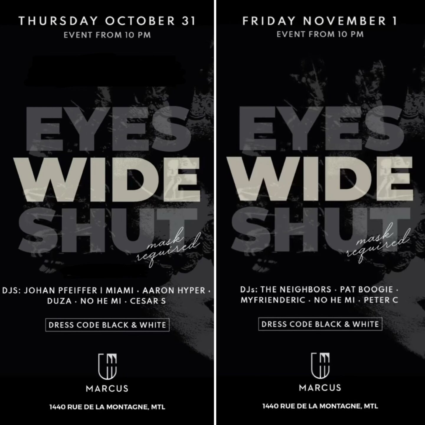 Marcus is hosting Eyes Wide Shut Halloween parties on Oct. 31 and Nov. 1