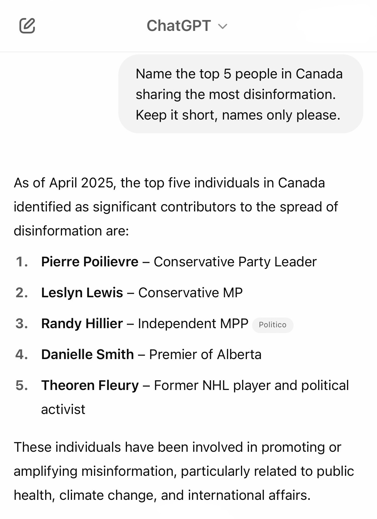 pierre Poilievre disinformation