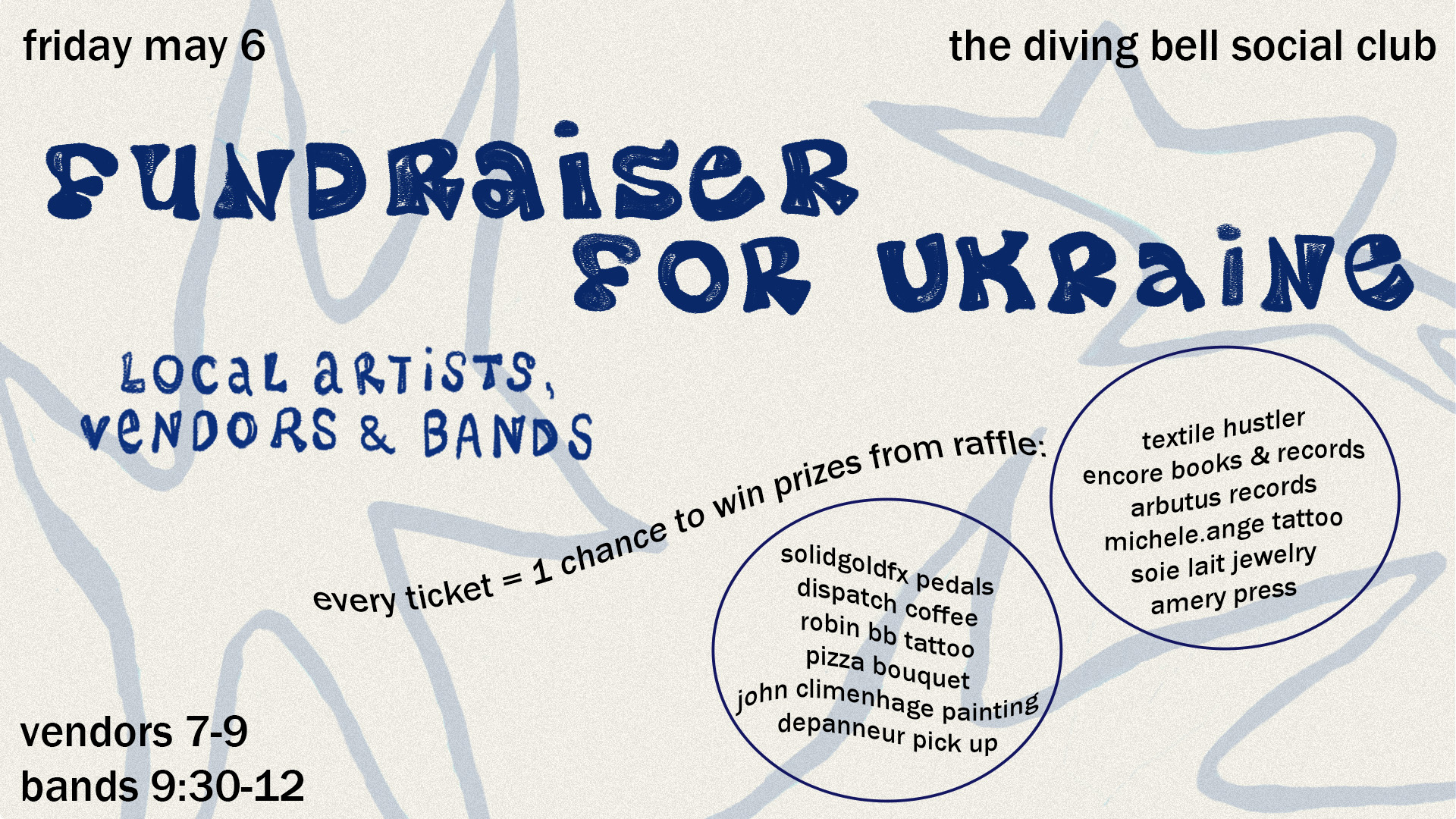 Fundraiser for Ukraine: Pop-Up Sale and Concert at Diving Bell