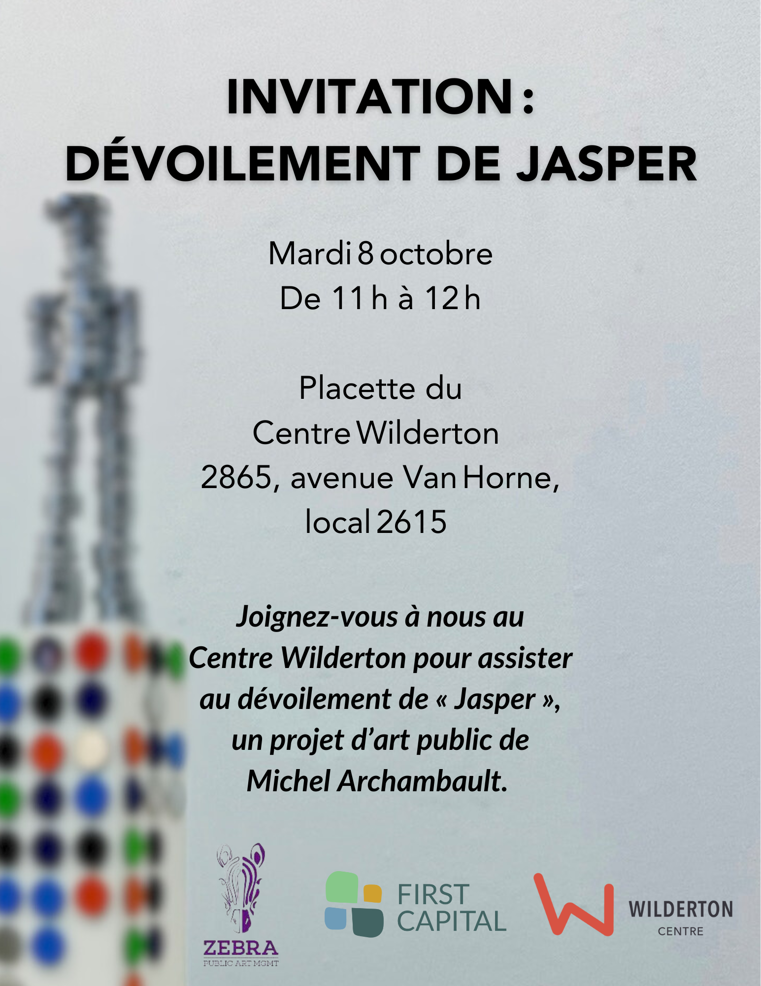 Invitation : dévoilement de Jasper / You’re Invited: Jasper’s Unveiling